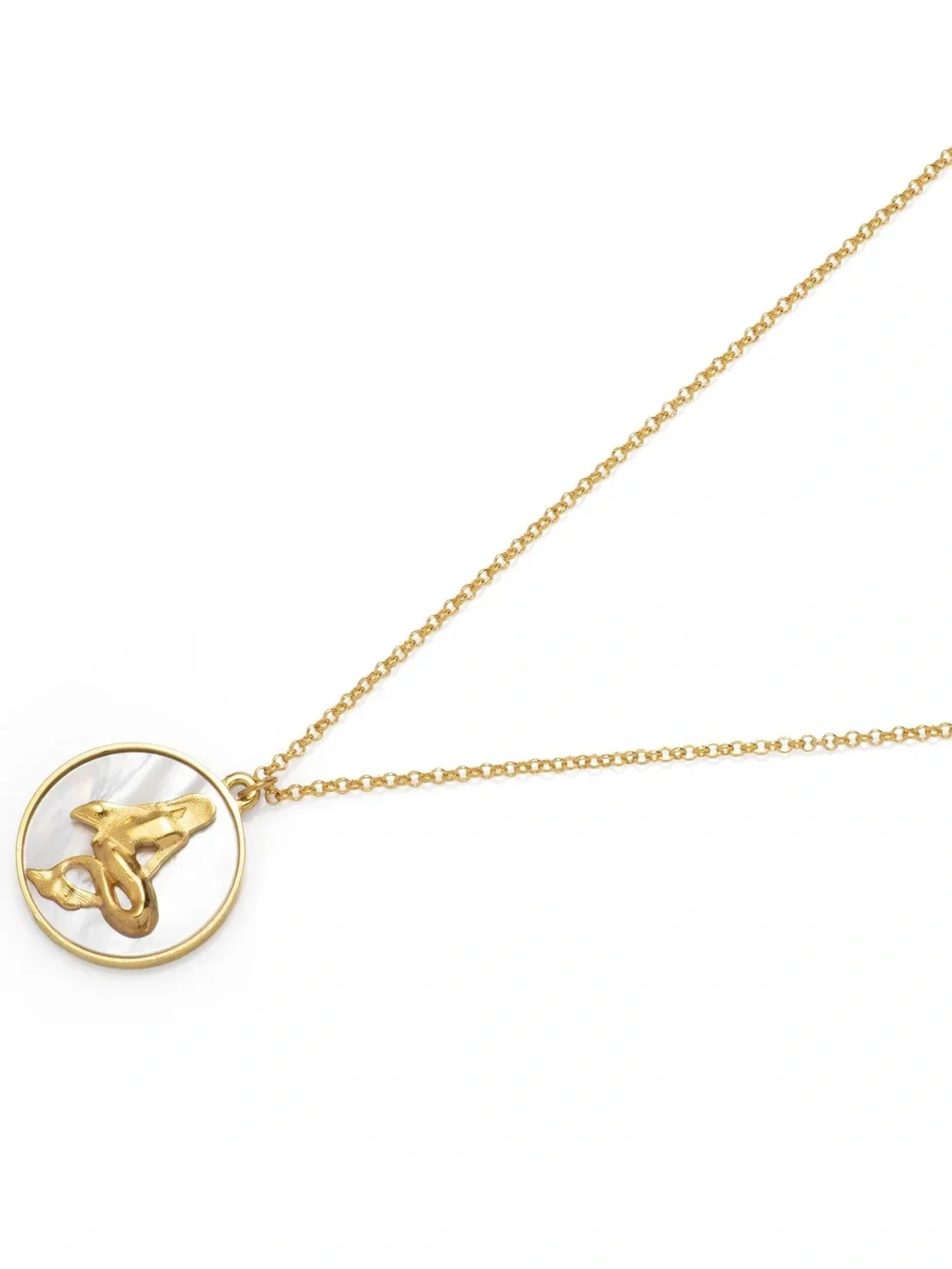 24k Gold Plated Mother of Pearl Zodiac Pendant Necklace NWOT